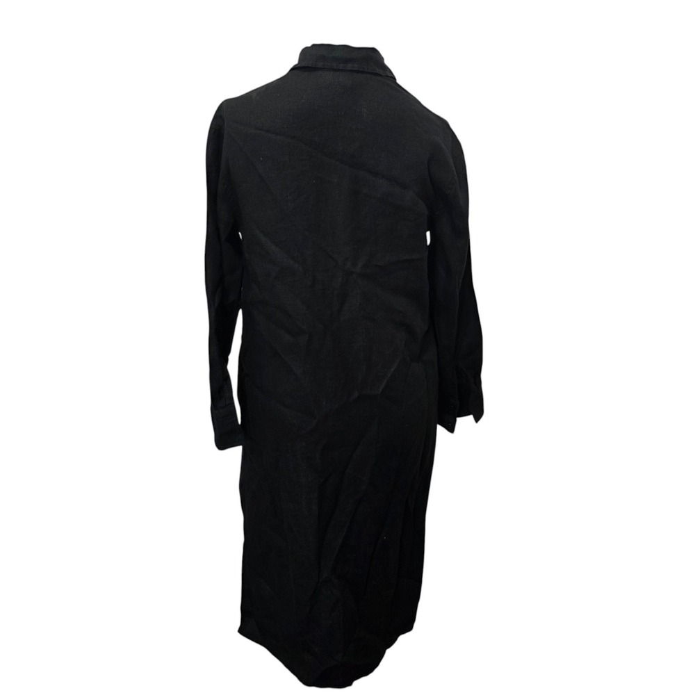 The Drop Fiona Linen Shirt Dress XS Black Button Front Long Sleeve Midi Maxi - Picture 3 of 6